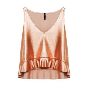 Zara Metallic Rose Gold Crop Top